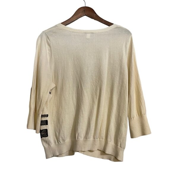 Lane Bryant Womens Cream Black Striped Lace Button 3/4 Sleeve Cardigan 22/24 - Picture 6 of 6